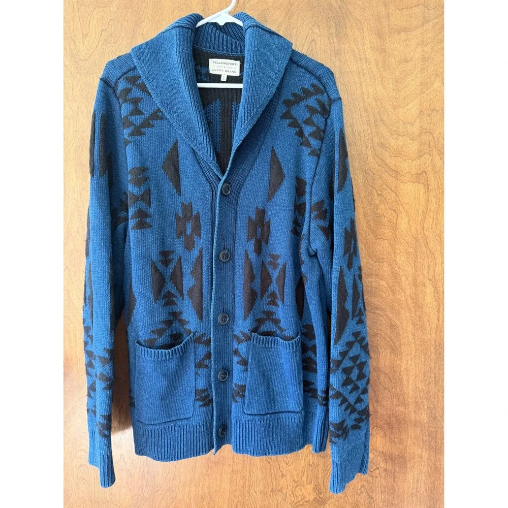 Lucky Brand x Yellowstone sz L Heavy Warm Button Front Knit Sweater Southwestern